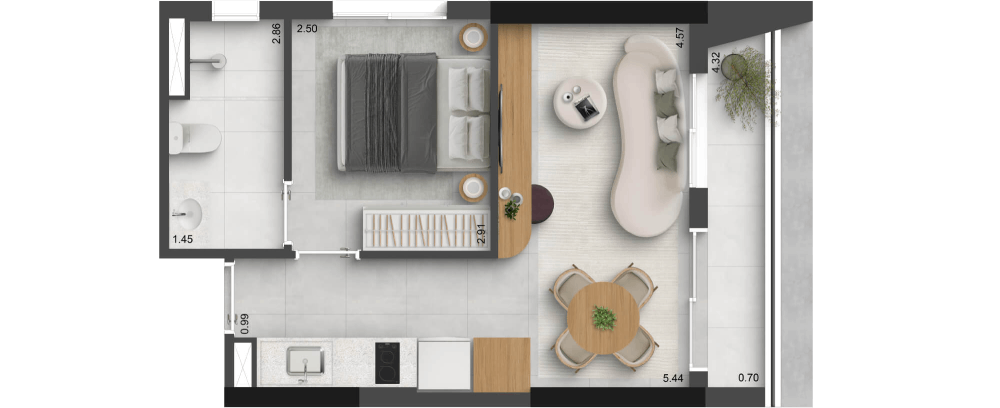 38,71 M² | 1 DORM. COM VAGA*