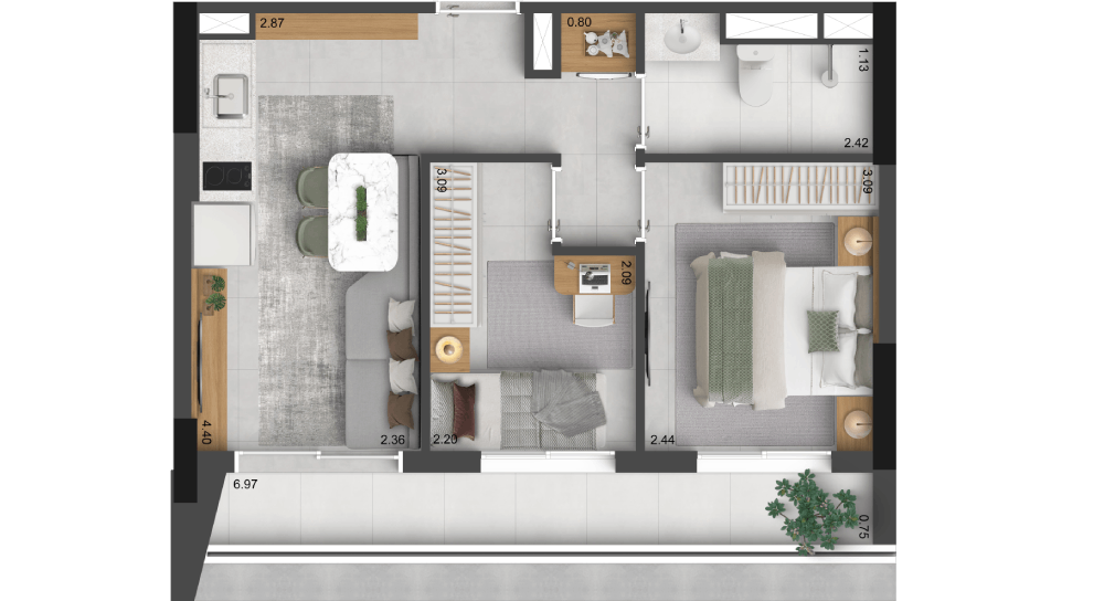 48,25 M² | 2 DORMS. COM VAGA*